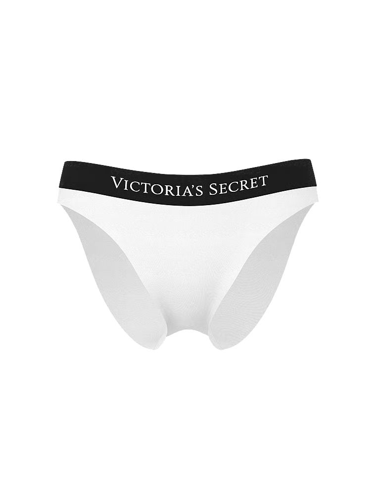 Bikini Bottom VS Logo iconic. Produsul este de culoare albă și provine din colecția Victoria's Secret Swim.