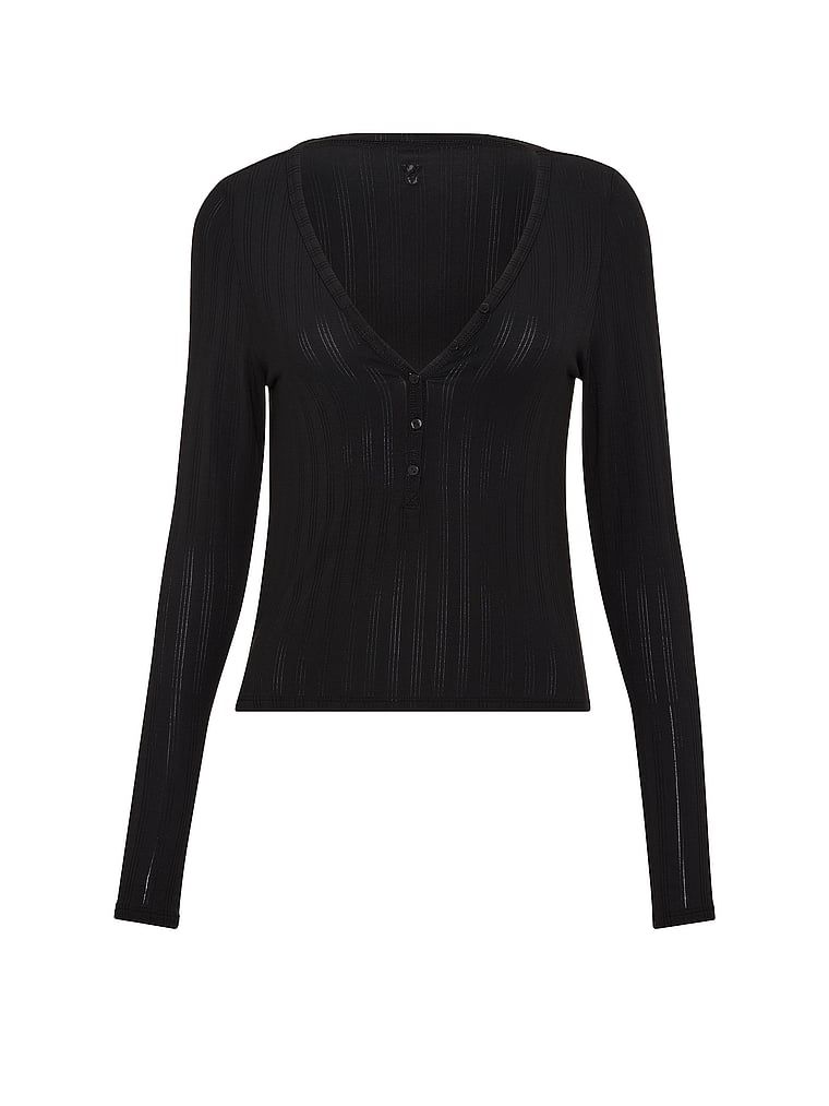 Bluză modală de somn SoSoft Ultra-Fine. Produsul este negru și provine din colecția Victoria's Secret.