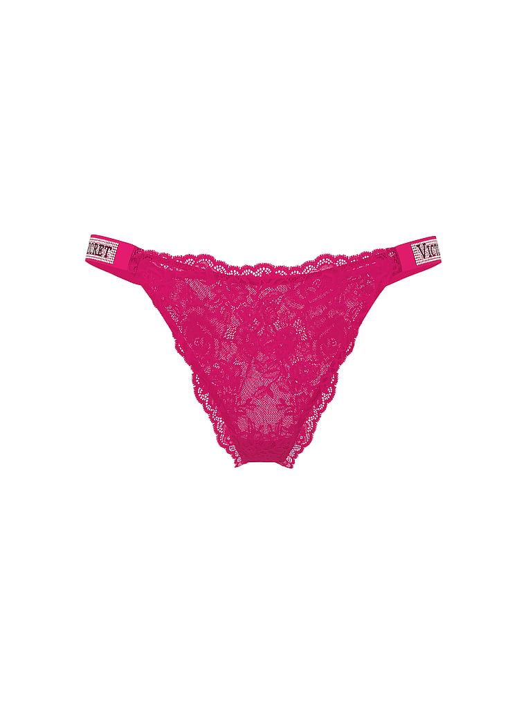 Chiloți brazilieni din dantelă cu dungi braziliene Shine Strap. Produsul este roz și provine din colecția Very Sexy.