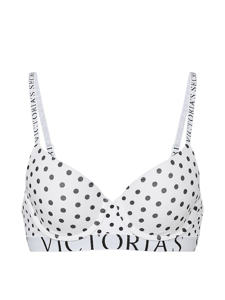 Sutien din bumbac ușor căptușit, Logo Exploded Demi. Produsul este modelat și provine din colecția de tricouri.