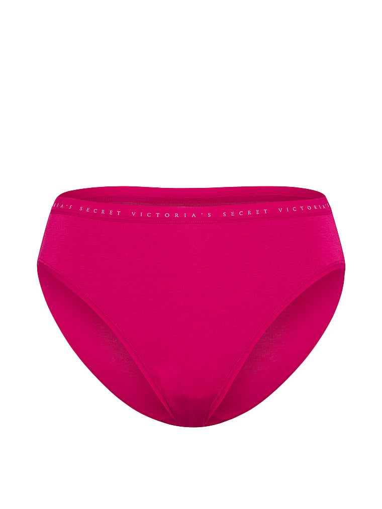 Chiloți din bumbac cu picioare înalte, pantaloni scurti cu picior înalt. Produsul este roz și provine din colecția Victoria's Secret.