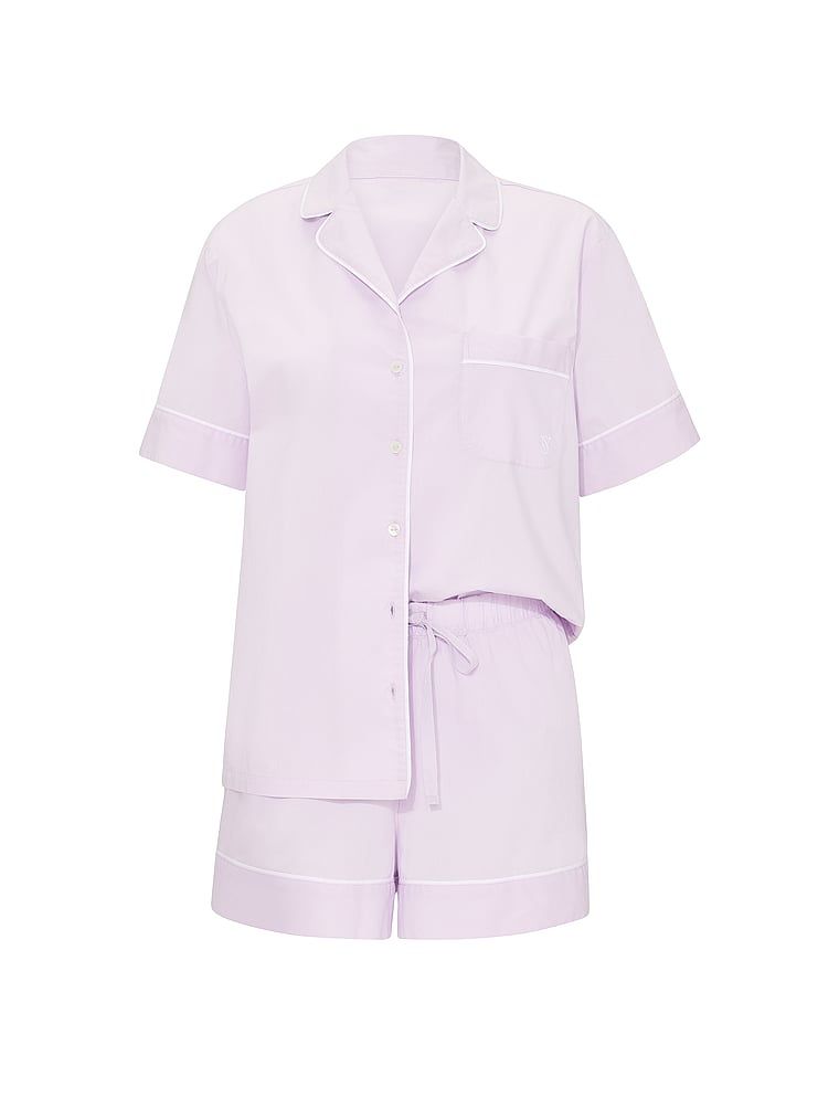 Pijamale din bumbac cu pantaloni scurți Heritage. Produsul este de culoare mov și provine din colecția Victoria's Secret.