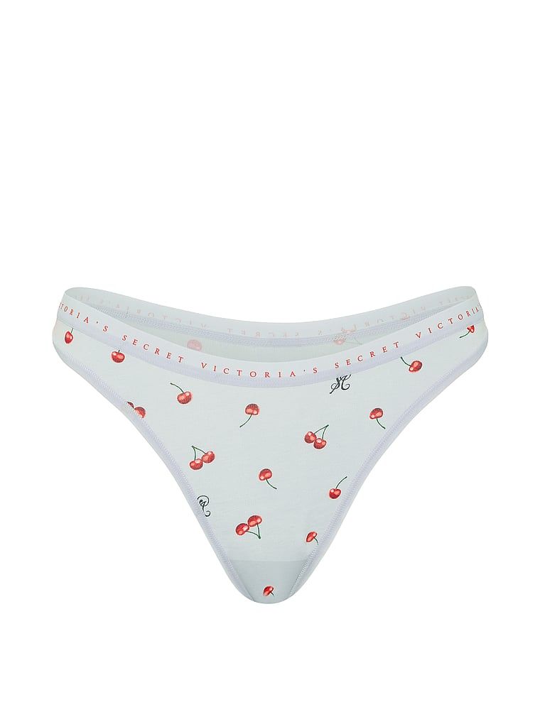 Tanga de bumbac cu picior înalt. Produsul are o culoare cu model și provine din colecția Victoria's Secret.