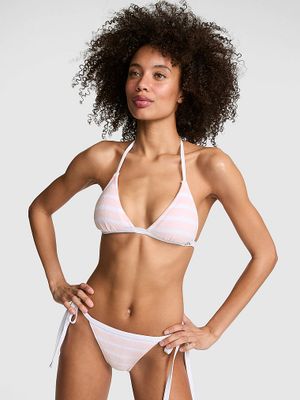 Top bikini triunghiular push-up cu șnururi