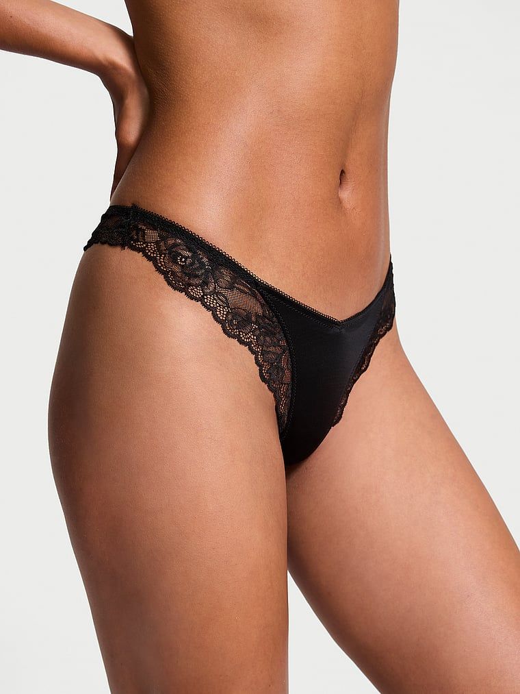 Very Sexy Chiloți Tanga cu talie înaltă și margini din dantelă în formă de trandafir