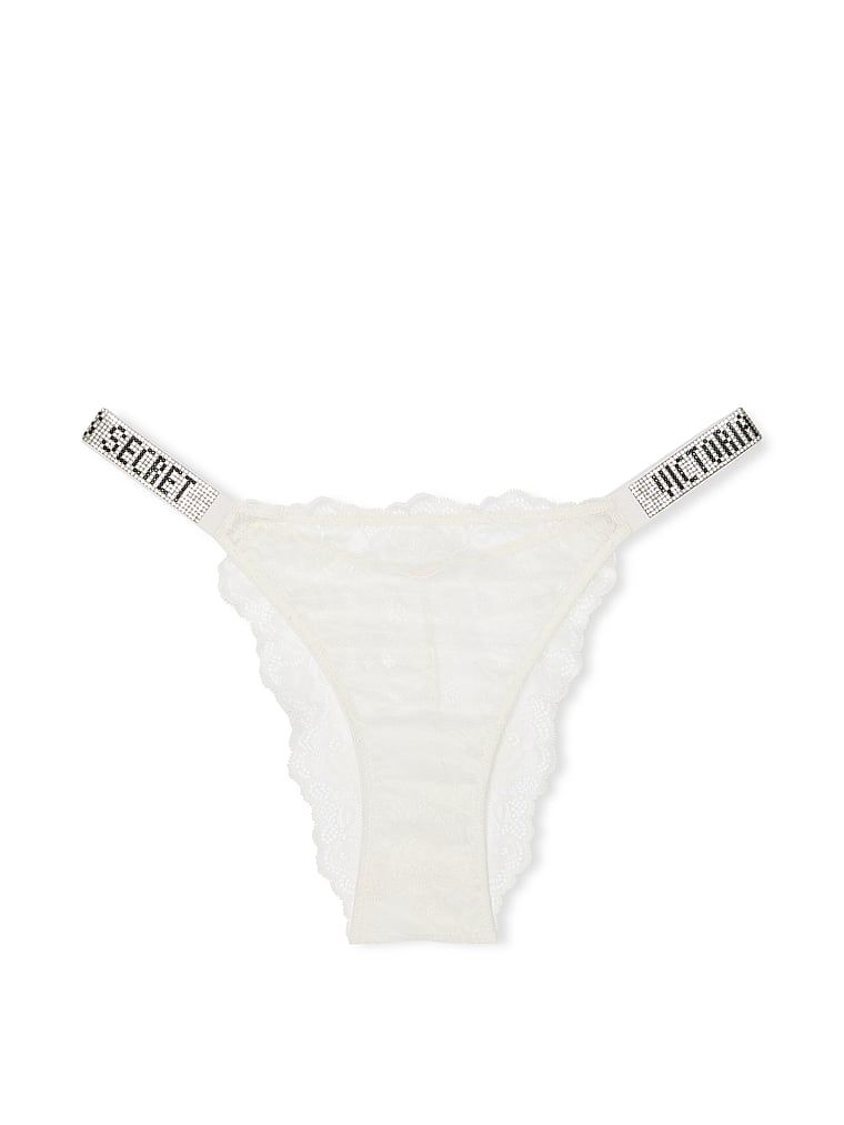 Chiloți brazilieni cu bretele strălucitoare Shine Strap brazilian. Produsul este alb și provine din colecția Very Sexy.