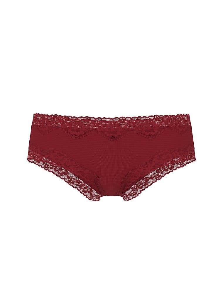 Chiloți de bumbac cu dungi cu dantelă pe margini Cheeky. Produsul este de culoare roșie și provine din colecția Lace Trim.