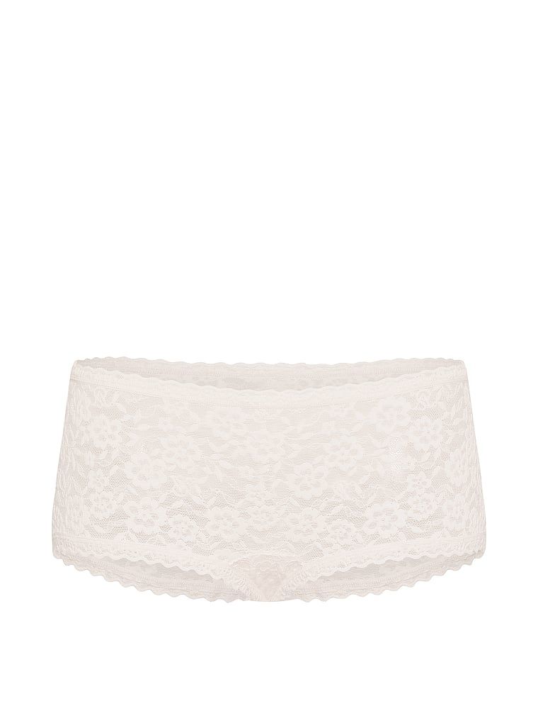 Pantaloni scurți din dantelă, pantaloni scurți cu talie joasă Boyshort. Produsul este de culoare albă și provine din colecția Lacie.