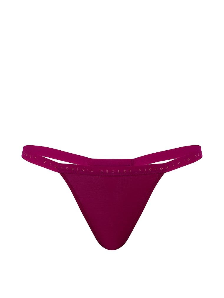Tanga de bumbac elastic. Produsul este roz și provine din colecția Victoria's Secret.