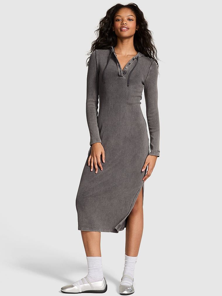 Rochie cu glugă Henley din tricot vintage