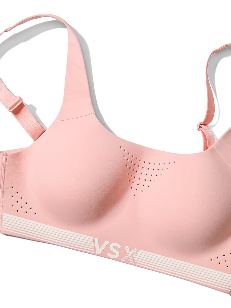 Sutien sport VSX Featherweight Max Maximum Support. Produsul este roz și provine din colecția VSX.