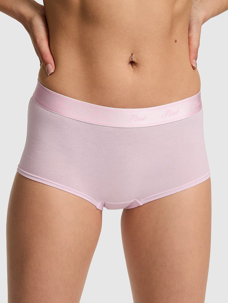 Chiloți Boyshort din bumbac, strălucitori, cu logo aplicat