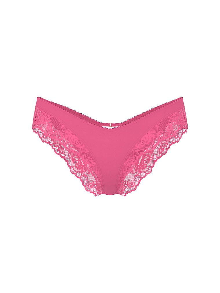 Chiloți din dantelă cu dantelă pe margini și picioare înalte Lace-Trim Cheeky. Produsul este roz și provine din colecția Very Sexy.