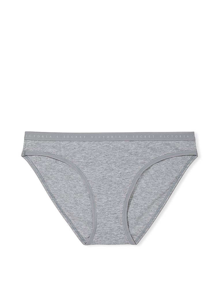 Chiloți de bikini din bumbac elastic. Produsul este gri și provine din colecția Victoria's Secret.