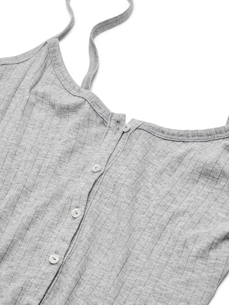 Un set făcut din modal pentru dormit - top și pantaloni SoSoft Wide-Rib. Produsul este de culoare gri și provine din colecția Victoria's Secret.