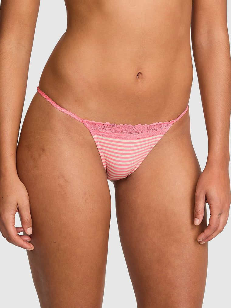Chilot bikini din bumbac cu margine din dantelă