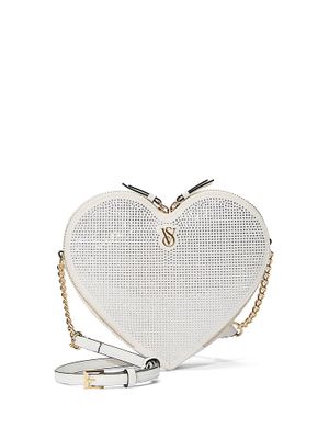 White Geantă crossbody în formă de inimă