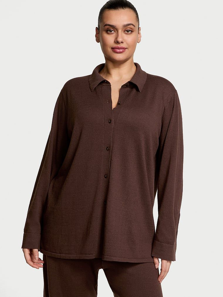 Victoria's Secret Bluză cu nasturi Luxe Creme Knit