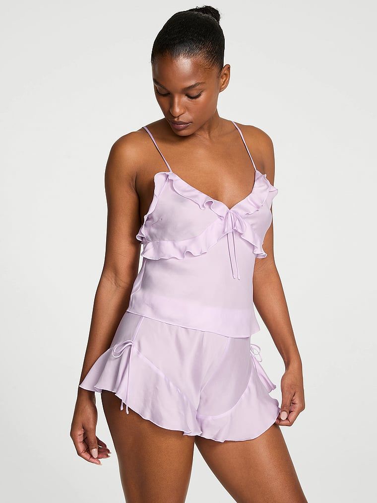 Dream Angels Set șort și top Cami cu volane, din material mătăsos