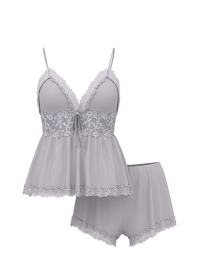Set de dormit modal - top cu bretele și pantaloni scurți SoSoft. Produsul este de culoare mov și provine din colecția Victoria's Secret.