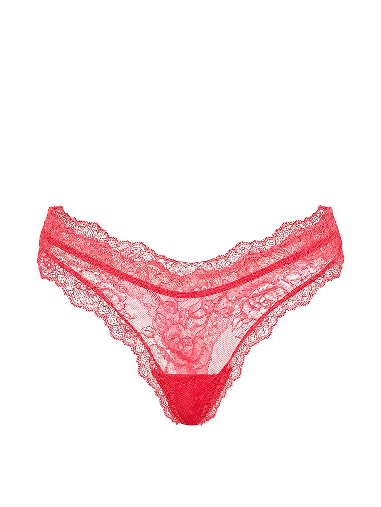 Tanga din dantelă cu picioare înalte, Rose Lace. Produsul este roz și provine din colecția Very Sexy.