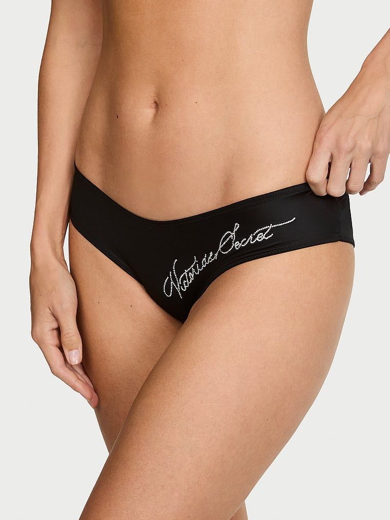 Chiloți cu spate unic și litere Shine Script Cheeky. Produsul este negru și provine din colecția Very Sexy.