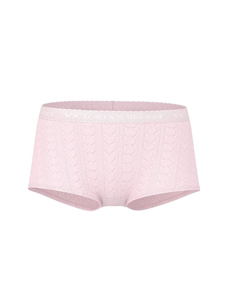 Pantaloni scurți de bumbac cu inimioare și logo-ul Heart Pointelle Boyshort. Produsul este roz și provine din colecția Bumbac.