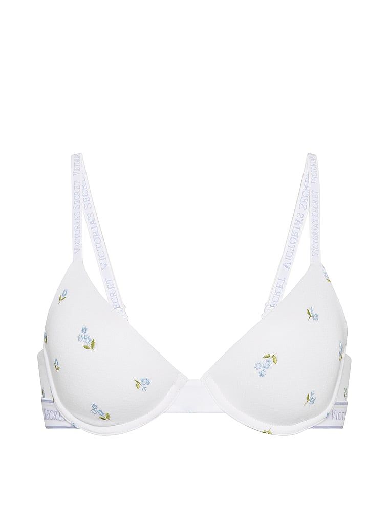 Sutien din bumbac ușor căptușit cu broderie demi. Produsul este modelat și provine din colecția de tricouri.