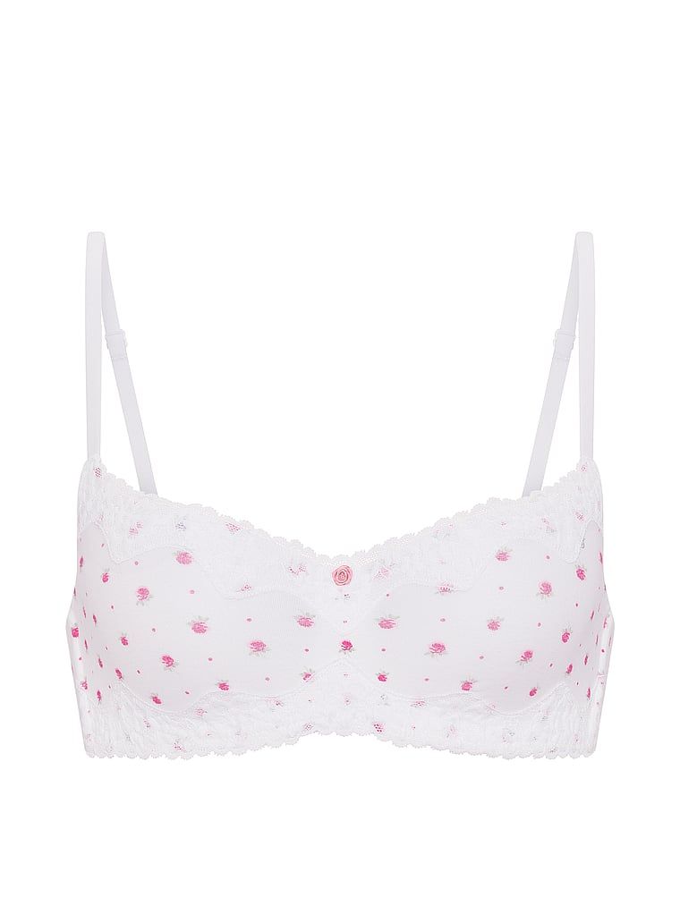 Sutien din bumbac ușor căptușit, Lace-Trim. Produsul are o culoare florală și provine din colecția de tricouri.