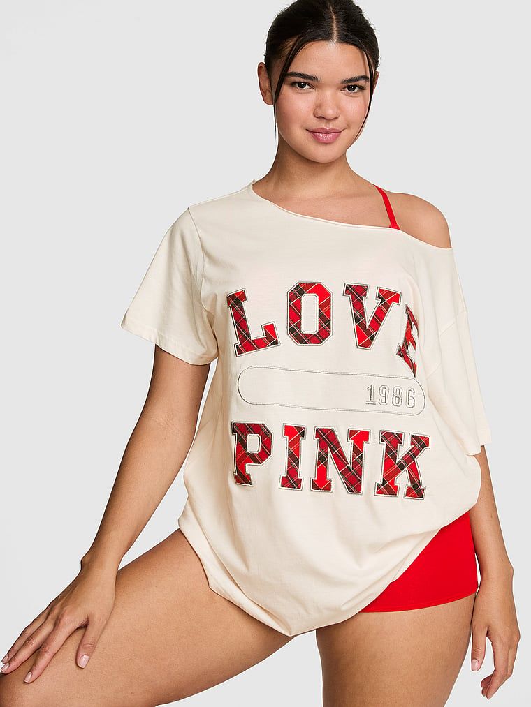 PINK Tricou Campus Cotton cu umerii goi