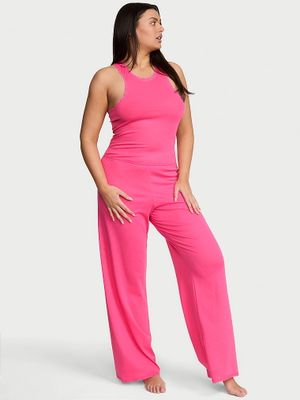 Victoria's Secret Set maiou și pantaloni, din bumbac, cu dungi în nuanțe de gri