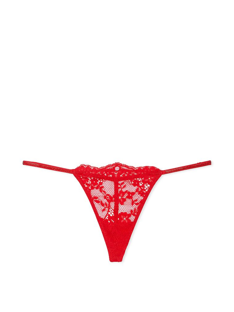 Tanga din dantelă Twinkle Strap. Produsul este roșu și provine din colecția Dream Angels.