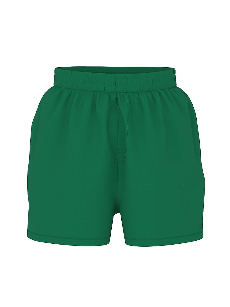 Pantaloni scurți de bumbac Terry în timpul liber. Produsul este de culoare verde și provine din colecția Angel Essentials.