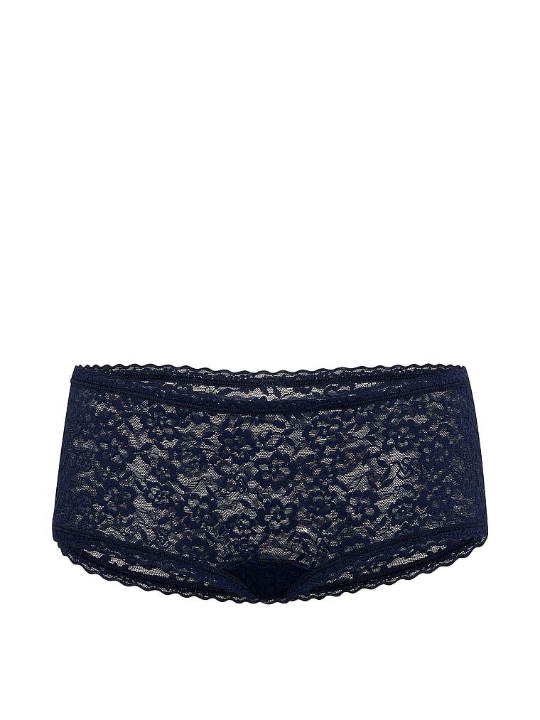 Pantaloni scurți din dantelă, pantaloni scurți cu talie joasă Boyshort. Produsul este albastru și provine din colecția Lacie.