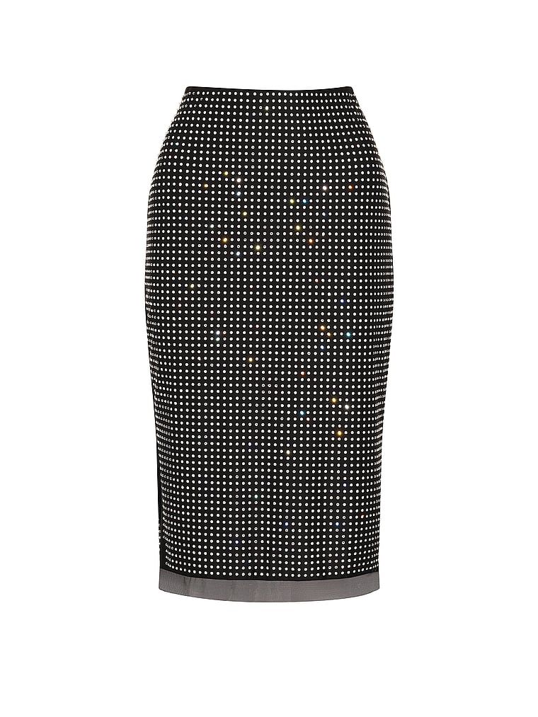 Fustă creion lucioasă cu cristale Shine. Produsul este negru și provine din colecția Very Sexy.