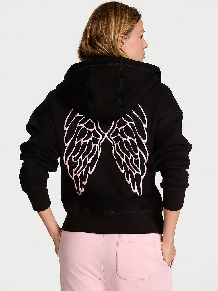 Angel Essentials Hanorac clasic cu fermoar din material fleece Iconic