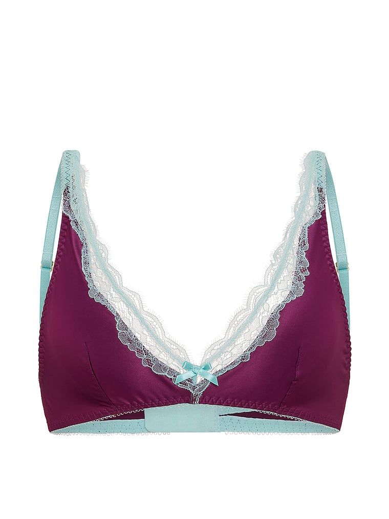 Sutiene fără sârmă, fără sârmă, satin Tease. Produsul este de culoare mov și provine din colecția Victoria's Secret.