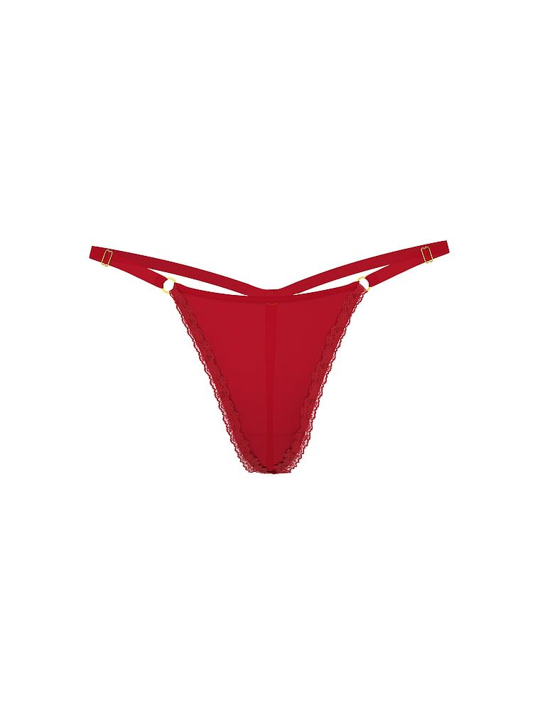 Tanga cu bretele reglabile Rose Lace-Trim. Produsul este de culoare roșie și provine din colecția Very Sexy.
