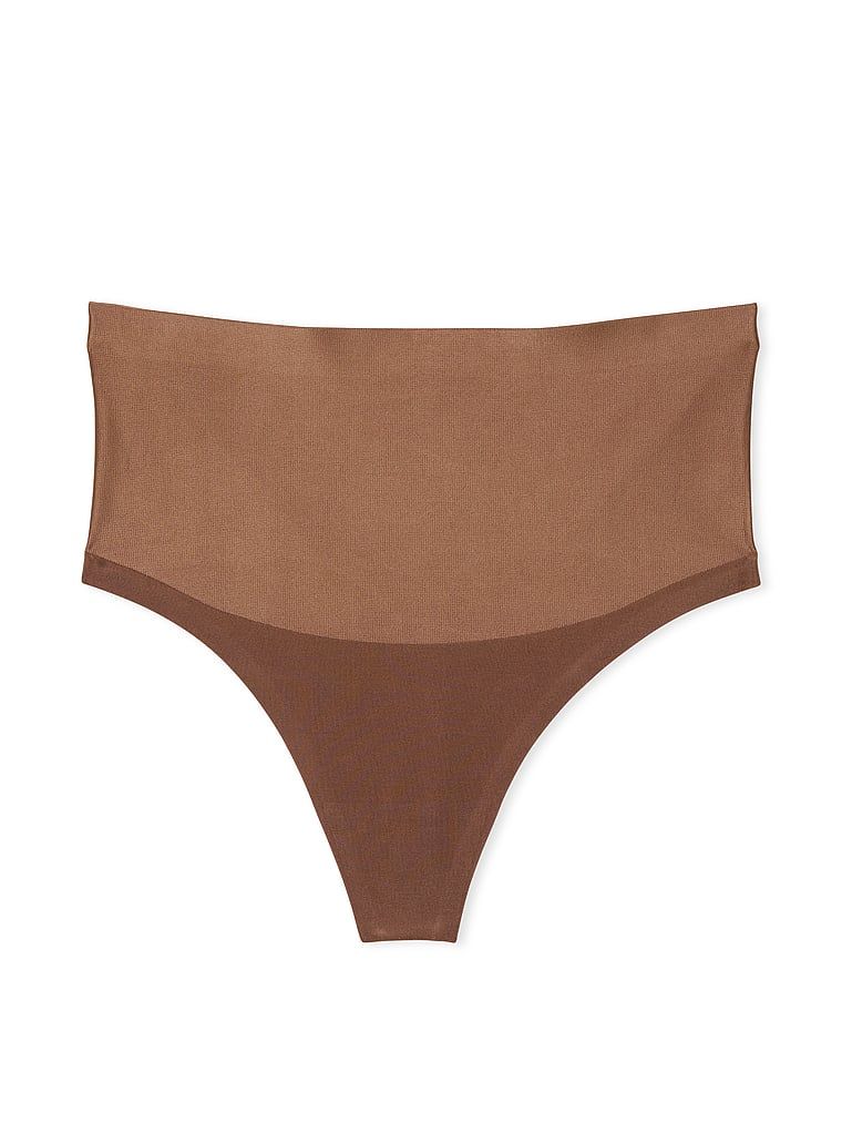 Tanga modelatoare cu talie înaltă Smoothing Shimmer. Produsul este maro și provine din colecția Body by Victoria.