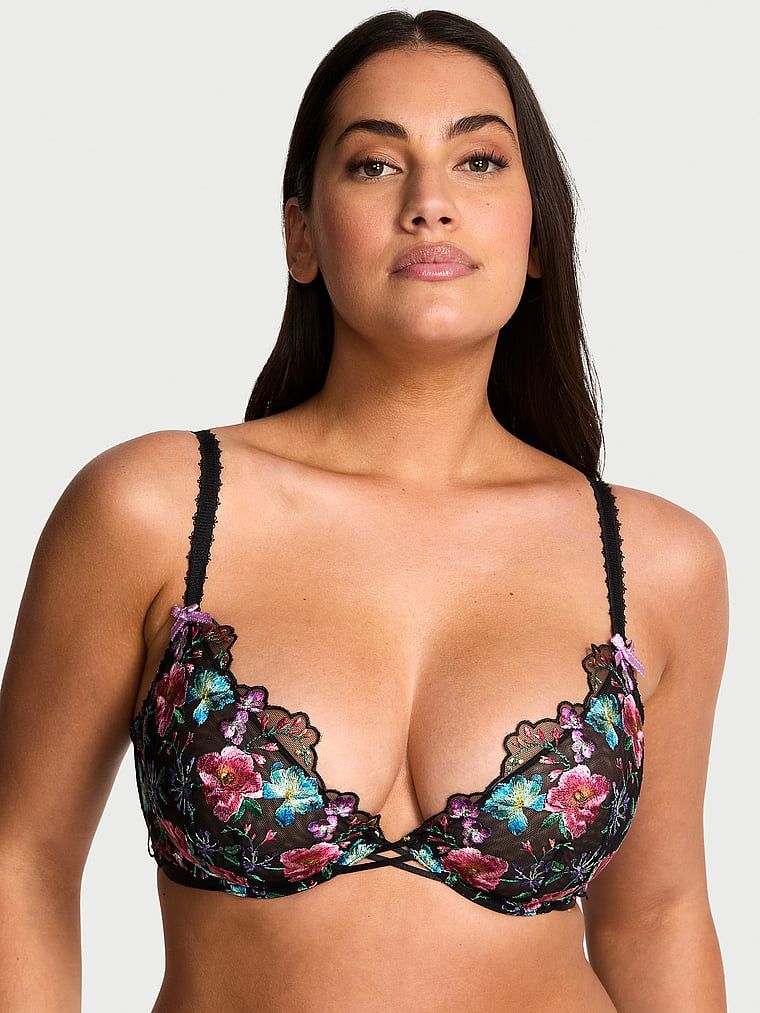 Very Sexy Sutien Demi cu decolteu adânc, fără căptușeală și cu broderie Dark Blossom
