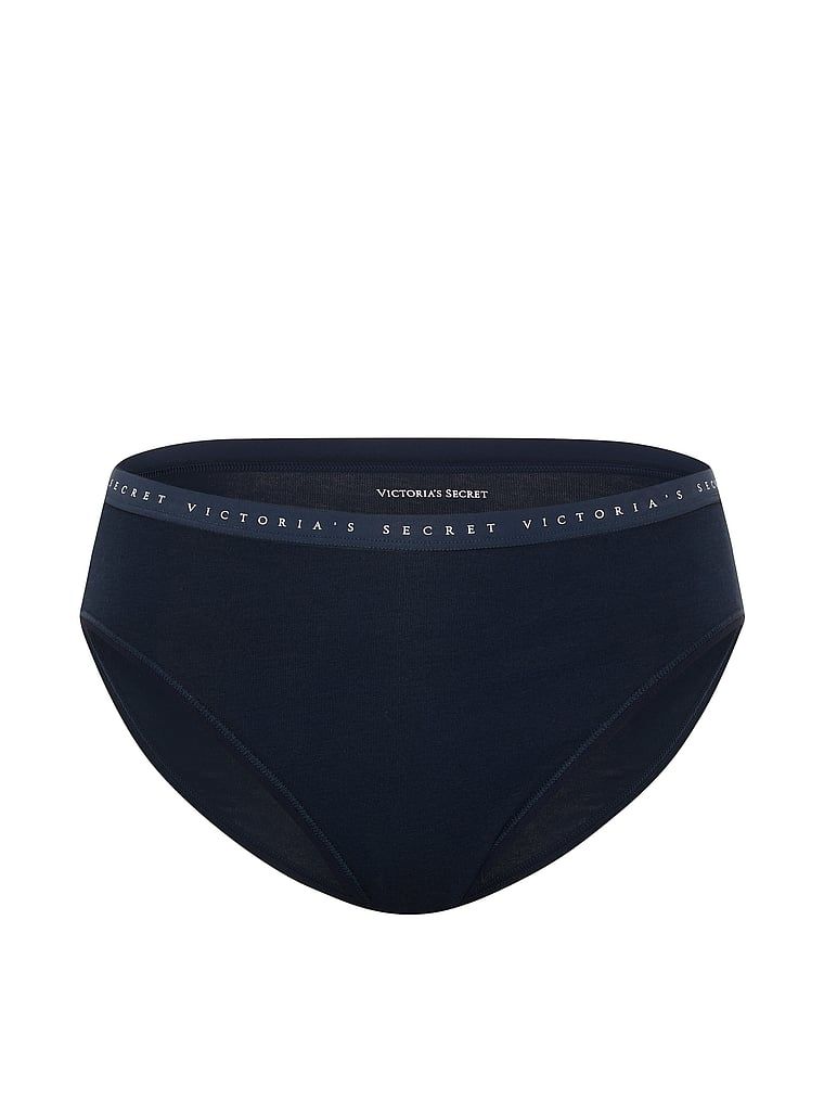 Chiloți din bumbac cu picioare înalte, pantaloni scurti cu picior înalt. Produsul este albastru și provine din colecția Victoria's Secret.
