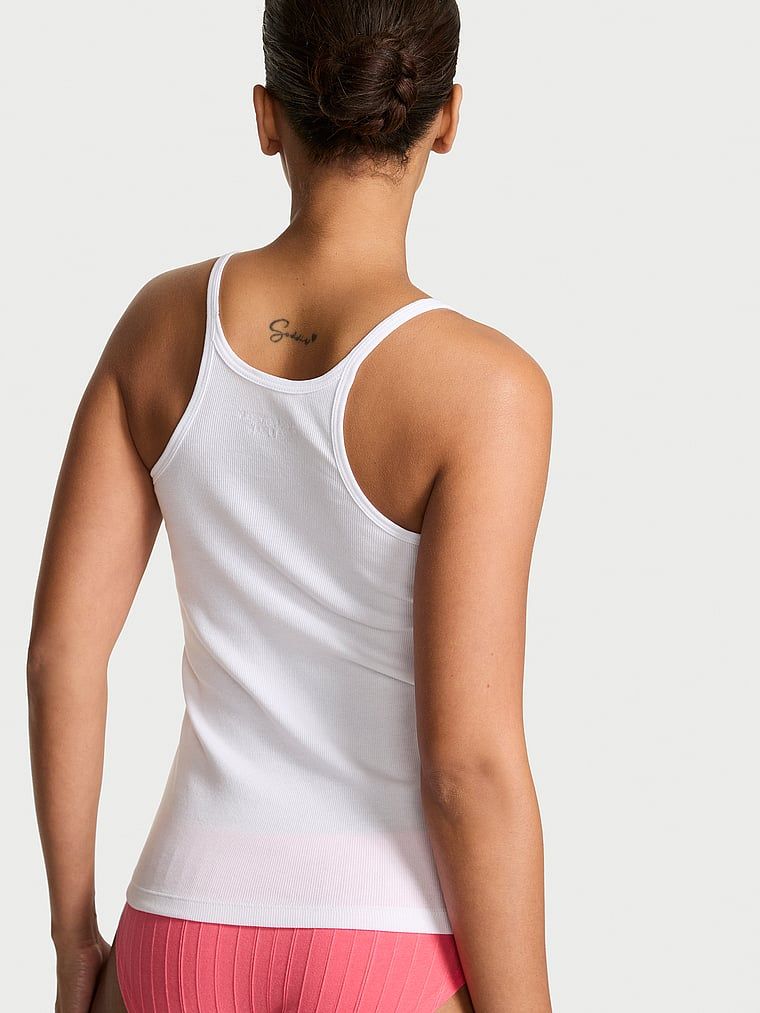 Topul de dormit din bumbac mix & match. Produsul este alb și provine din colecția Victoria's Secret.