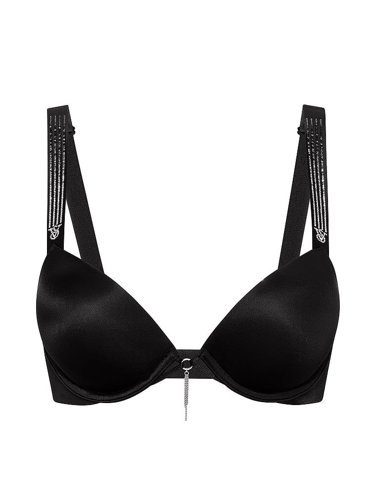 Sutien măritor push-up 2 mărimi Bombshell Ombre Shine Strap. Produsul este negru și provine din colecția Very Sexy.