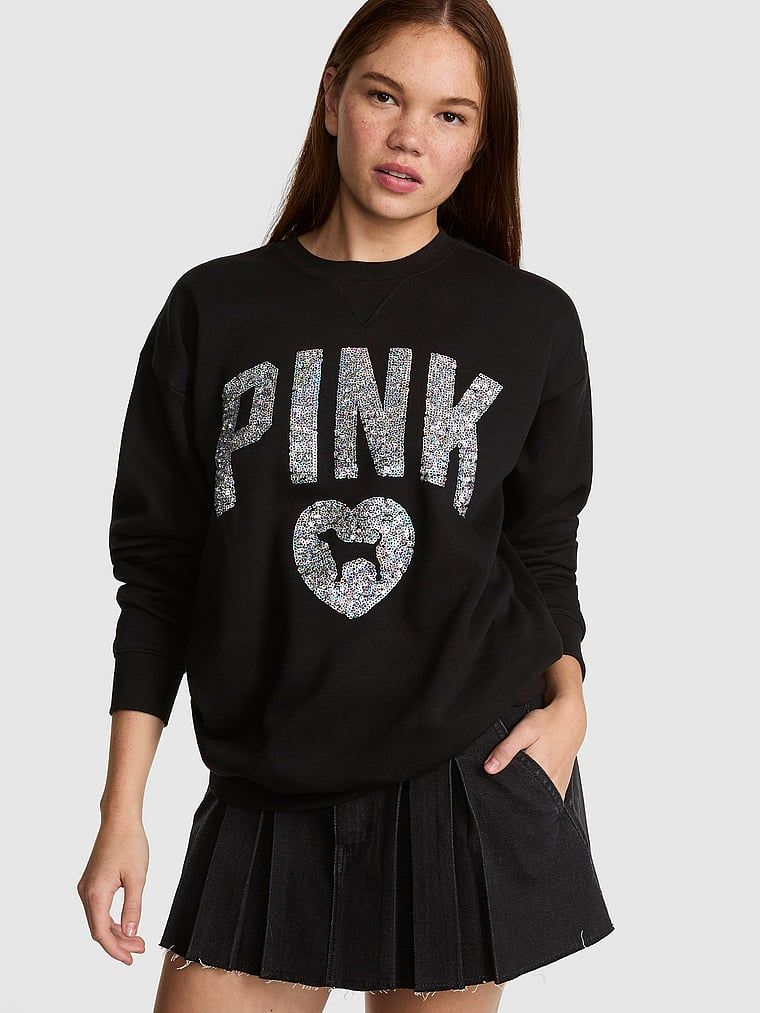 PINK Bluză Campus Fleece cu decolteu rotund