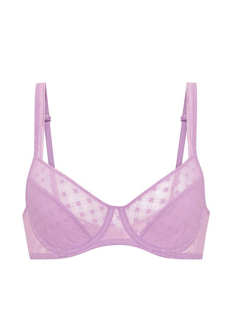 Balconette de sutien fără căptușeală Dot Geo. Produsul este de culoare mov și provine din colecția Lacie.